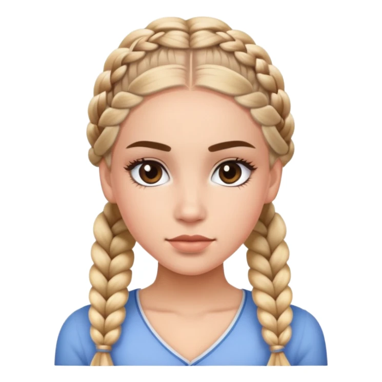 Beautiful character with Dutch braids, long dramatic eyelashes, and a very attractive face sticker