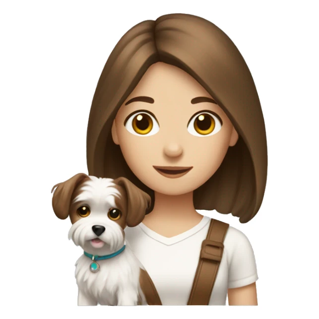 Brown hair girl with Maltese dog sticker