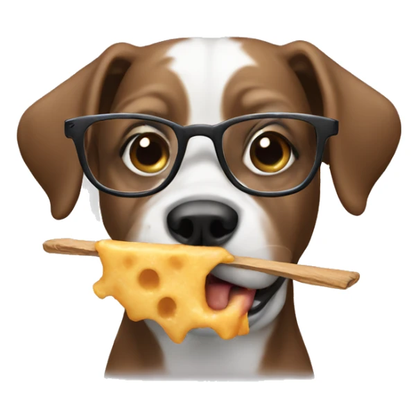 Dog eating with glasses  sticker