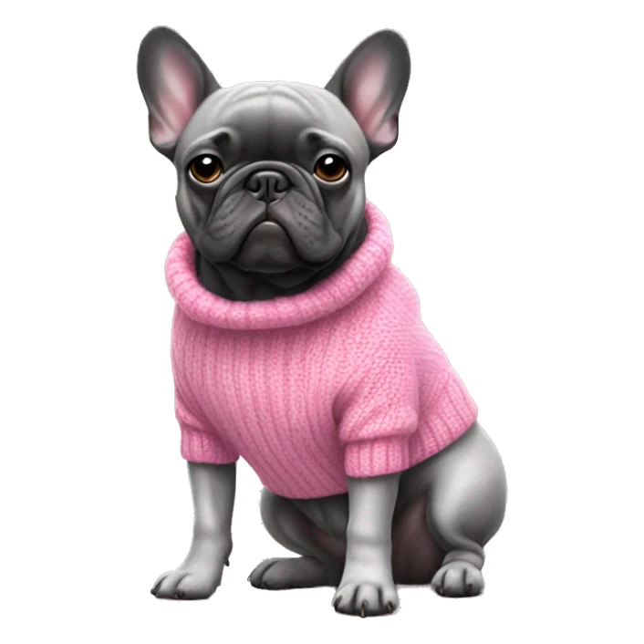 Black and grey french bulldog in pink sweater  sticker
