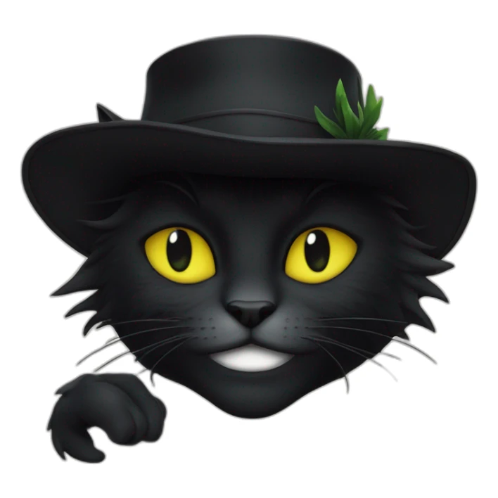 Chat noir avec une griffe planté sur la tête  sticker