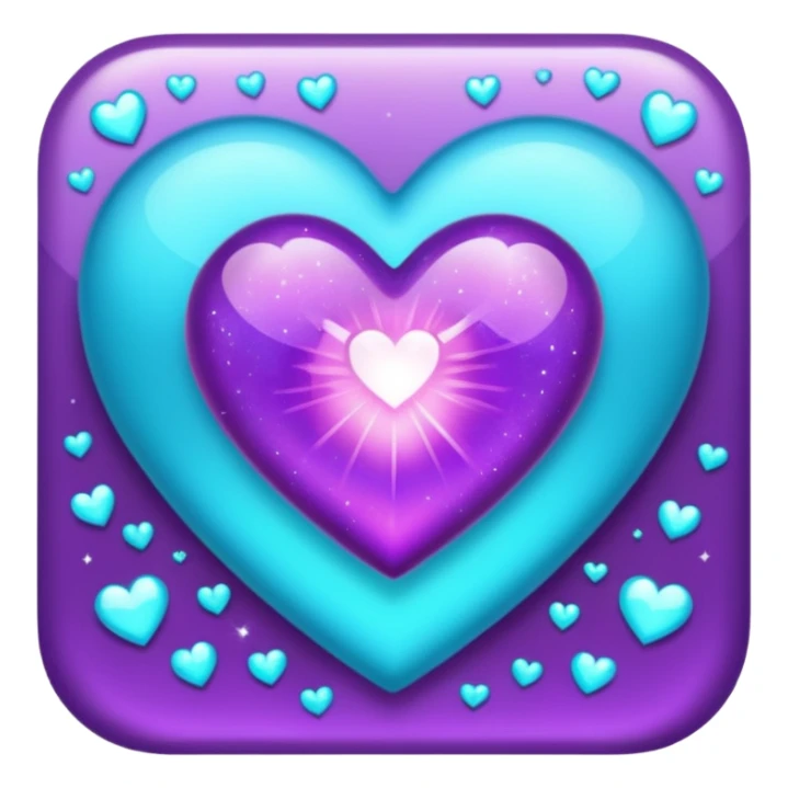 glitter purple and cian heart sticker