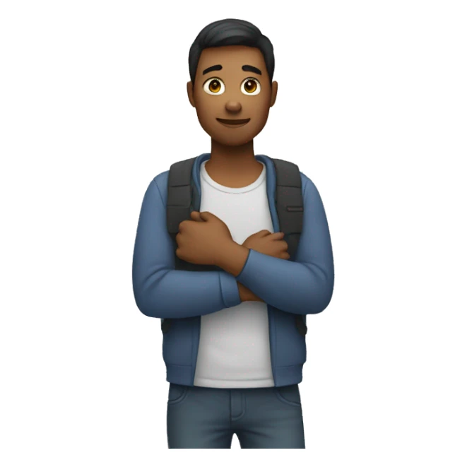 Person with his hands on his shoulder sticker