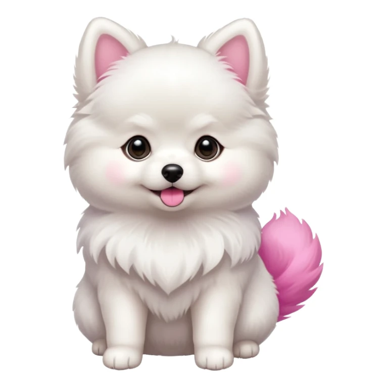 White pomeranian puppy pink tail sticker