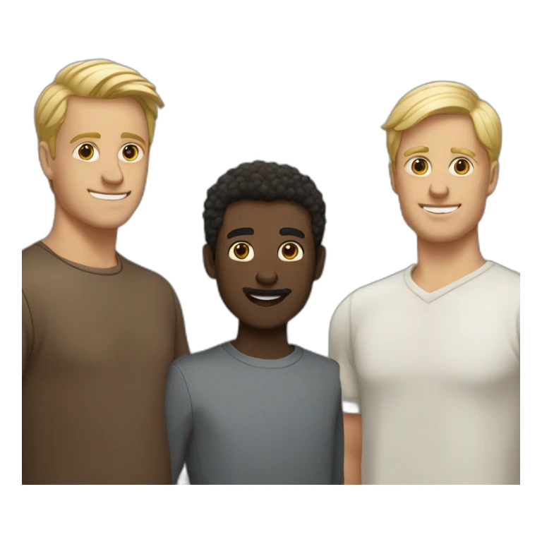 couple of three men, two dark-skinned and one blonde sticker