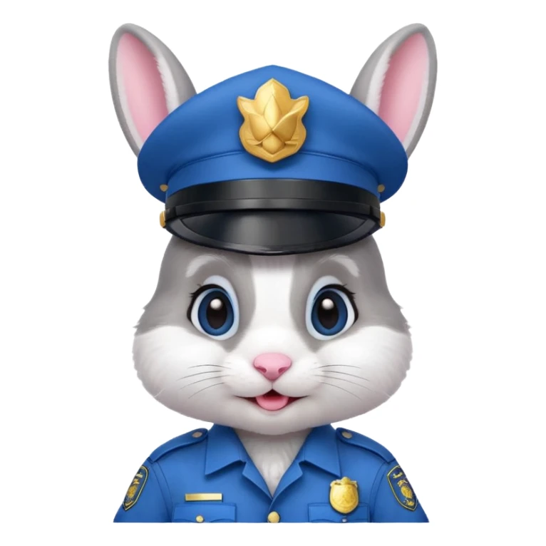 cute Rabbit police, blue uniform including helmet of uniform sticker