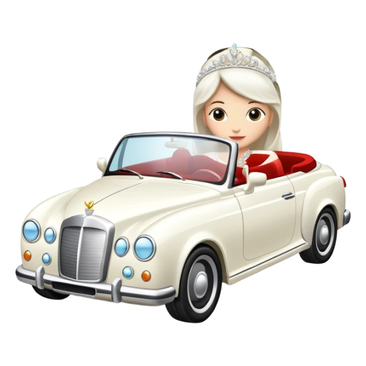 Luxury convertible car with wedding decorations, in profile sticker