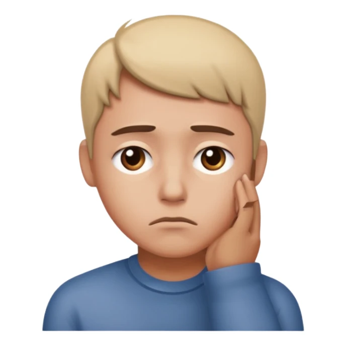 Emoji triste 😔 qui pense à M sticker