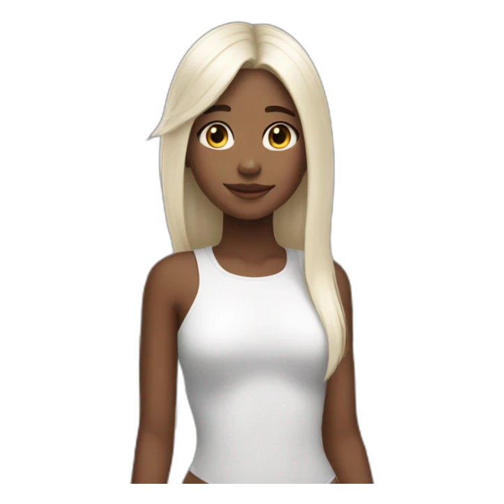 girl with angel wings on her back and white straight hair sticker