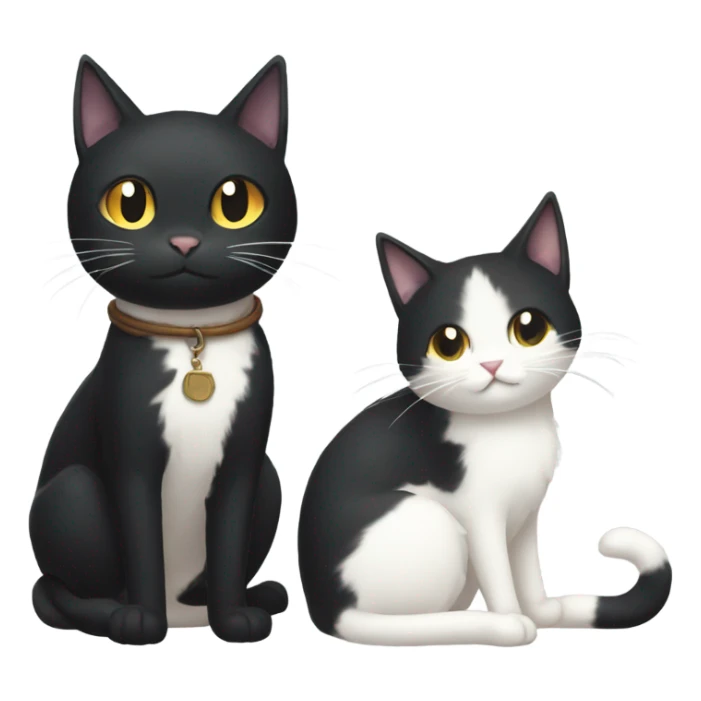 black cat and white cat studio ghibli style  sticker