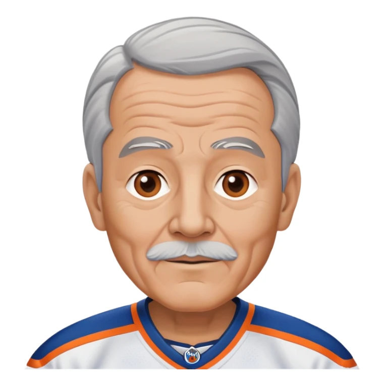 Old  man grey hair wearing oilers uniform sticker