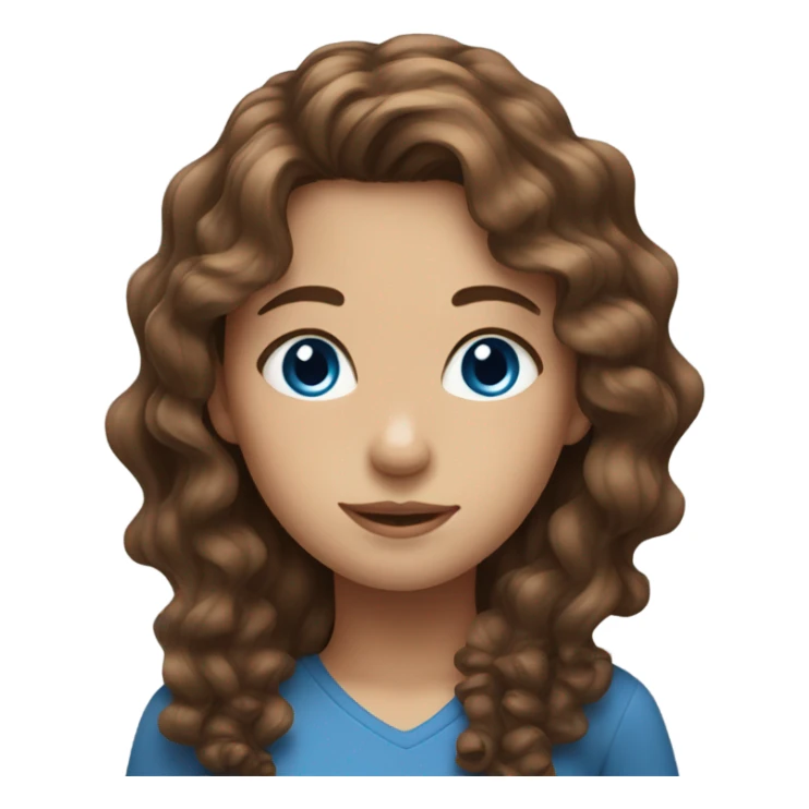 Girl with brown wavy hair and blue eyes sticker