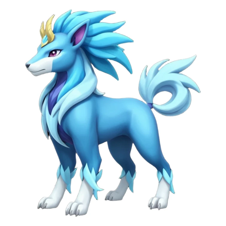 Shiny Dark Edgy Suicune-Cobalion-Manectric-Aurorus-Fakémon-hybrid-creature (full body)  sticker