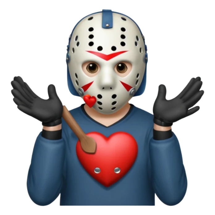 Jason Voorhees, looking cute, heart gesture with hands sticker
