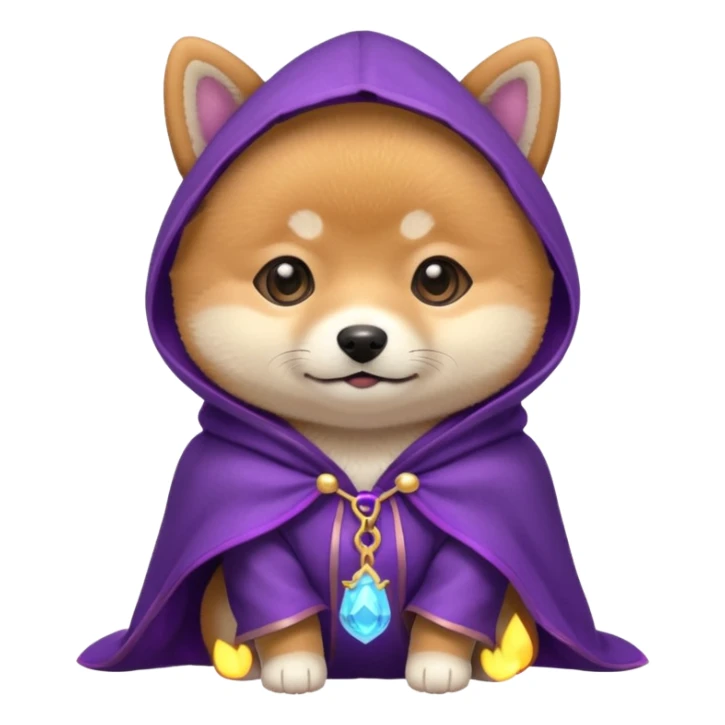 baby shiba dog, in magic purple cloak sticker