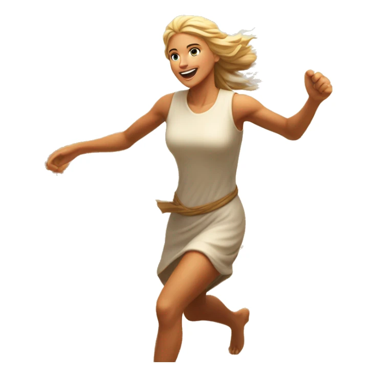 wheat harvest goddess sprinting with wheat, blonde with a large stride and arms outstretched sticker