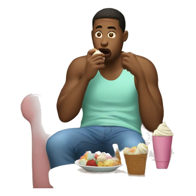 Depressed guy eating icecream watching TV sticker