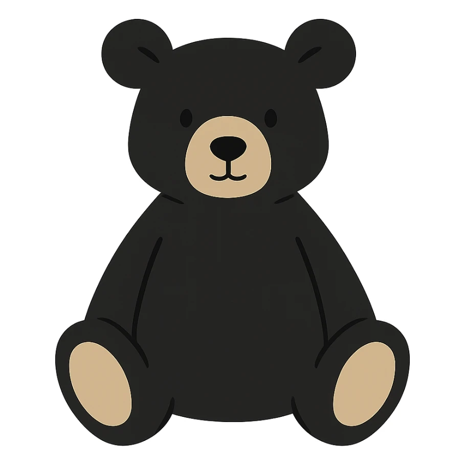 flat vector black bear jellycat plush sticker