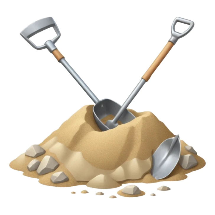 pile of sand with a shovel clabber sticker