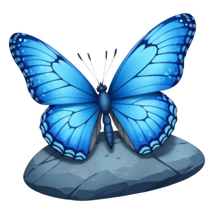 blue butterfly on rock sticker