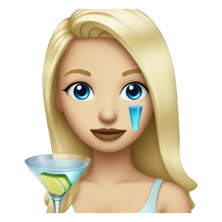 blonde hair blue eye girl drinking martini  sticker