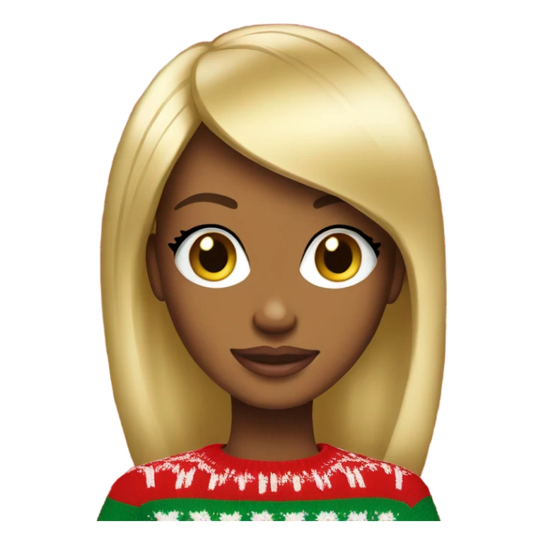 Golden Barbie wearing a Christmas sweater sticker
