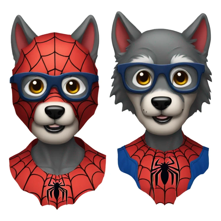 a wolf with a spiderman suit, doesn't wear glasses and looks fierce sticker
