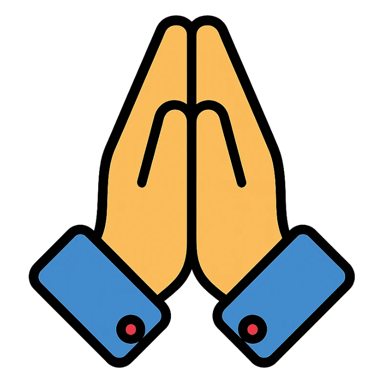 color outline icon of praying hands sticker