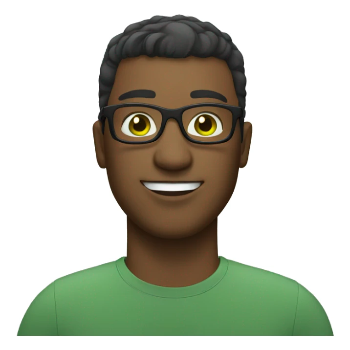 guy with square glasses with short hair, white green eyes sticker