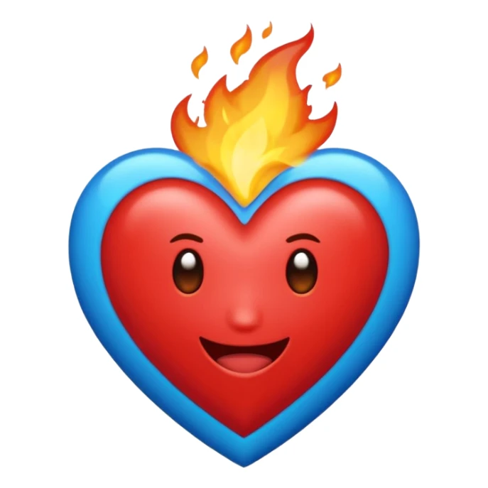 Hazme el corazón rojo con fuego azul sticker