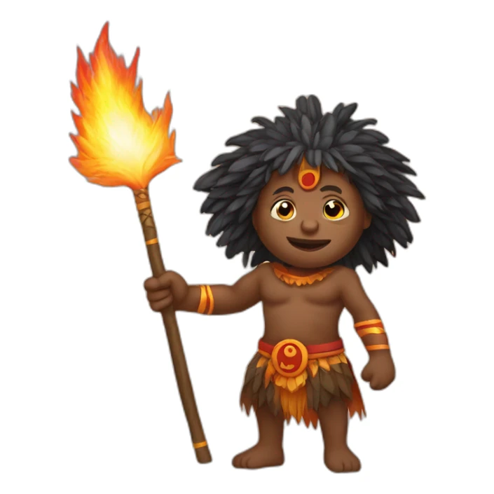  aboriginal sorcerer with a fire staff in his hand real sticker