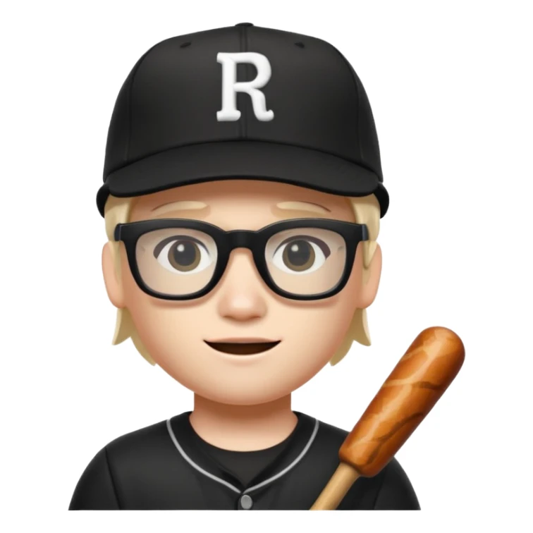a roblox bacon that has a black baseball hat and has cool black glasses sticker