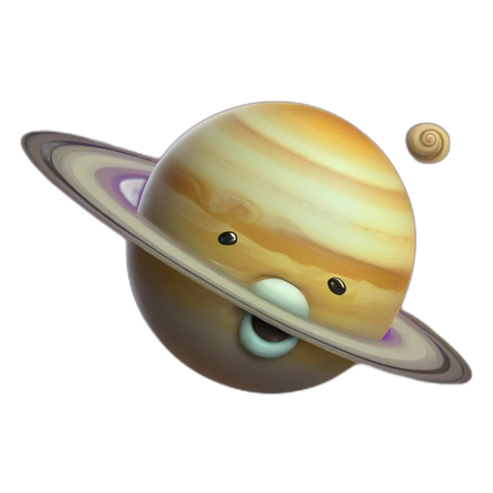 planet Saturn with a cartoon sleepy snail face sticker