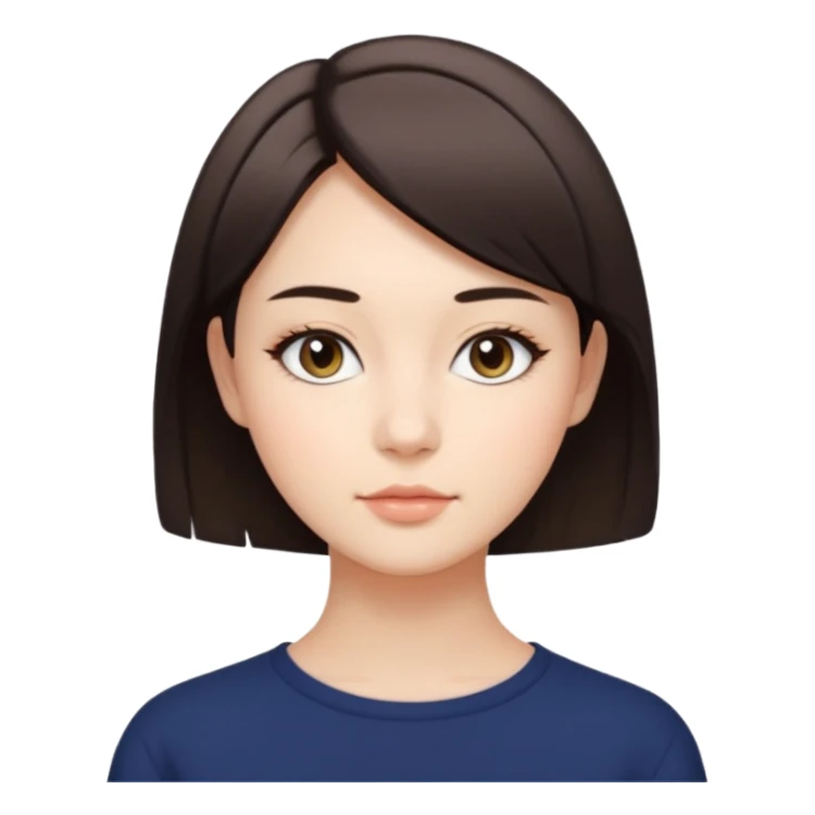A woman in her 20s with medium short hair without bangs, with double eyelids, a round face shape, with a confident look on her face sticker