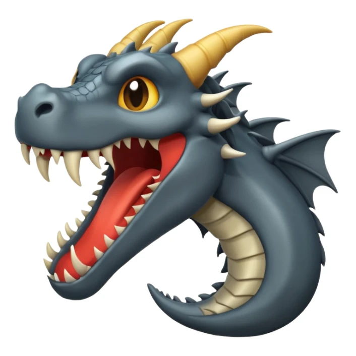 iOS style emoji, minimal dragon fang, dark fantasy object sticker
