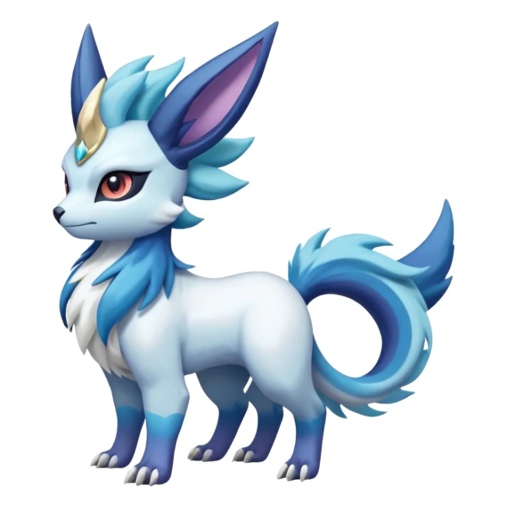 Shiny Sunny furry scaly graceful pastel-gradient Absol-Cobalion-Glaceon-Suicune-Amaura-fusion sticker