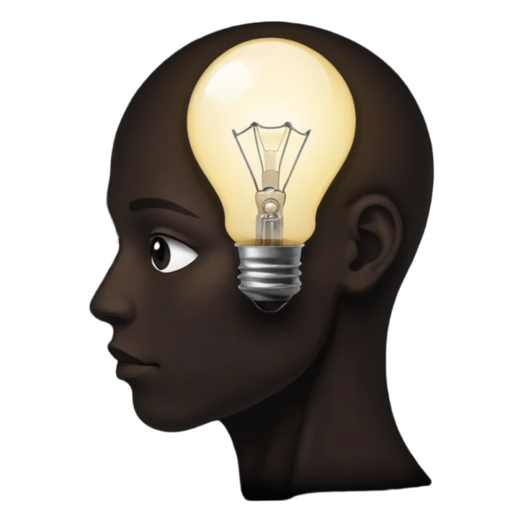 silhouette of a head with a broken light bulb inside sticker