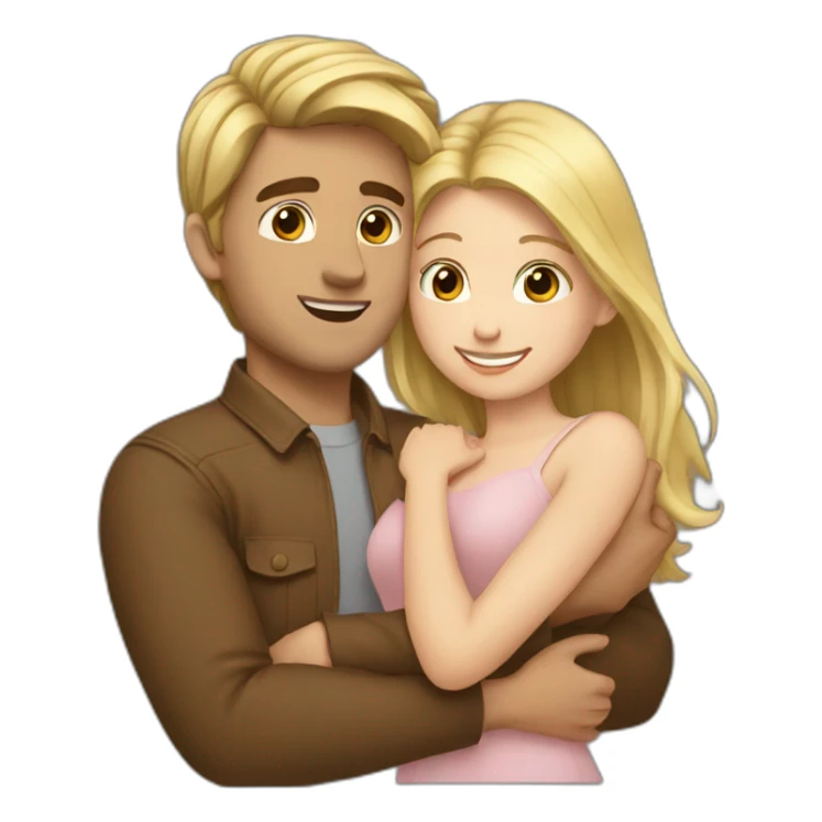 Hug blond girl brown hair man sticker
