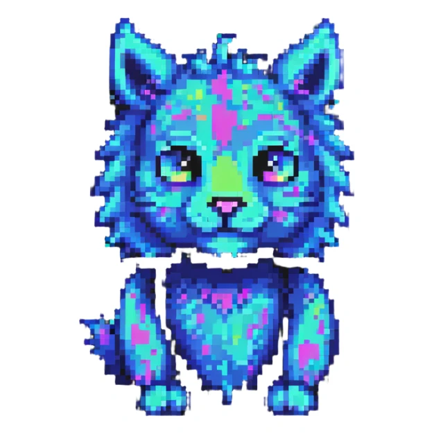 Neon Fantasy Furry-Fakémon-Creature with splash markings (full body) sticker