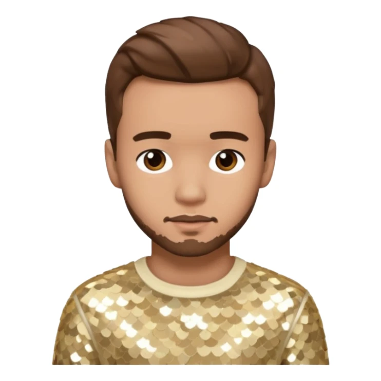 Liam Payne from One Direction with light skin, brown hair, cream sequin outfit sticker