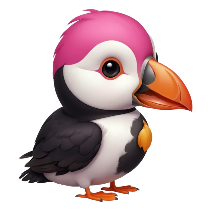pink puffin blowing hot air from beak sticker