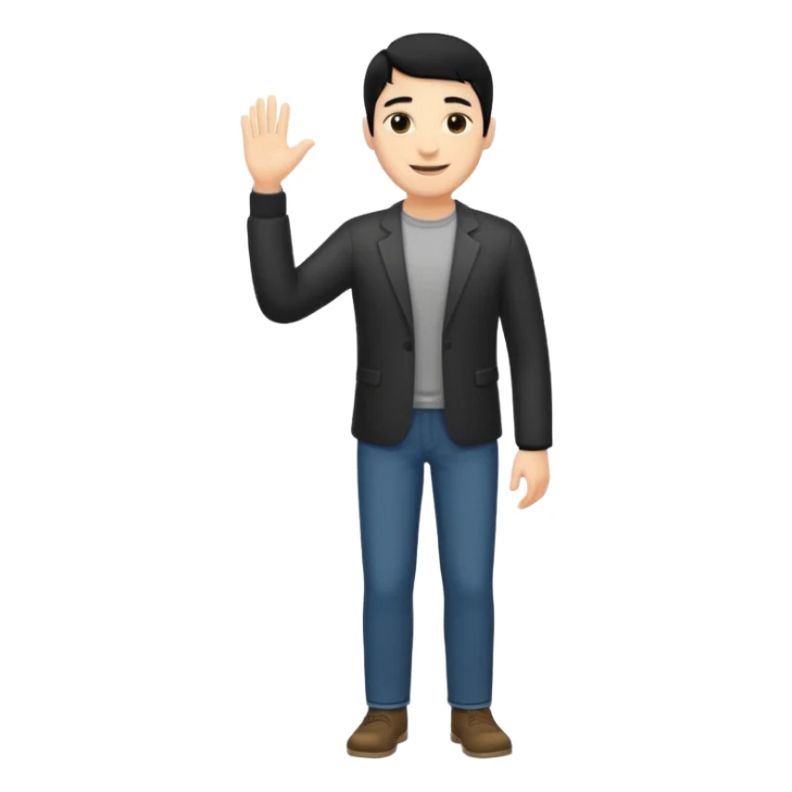 ligth man black hair full body greeting sticker