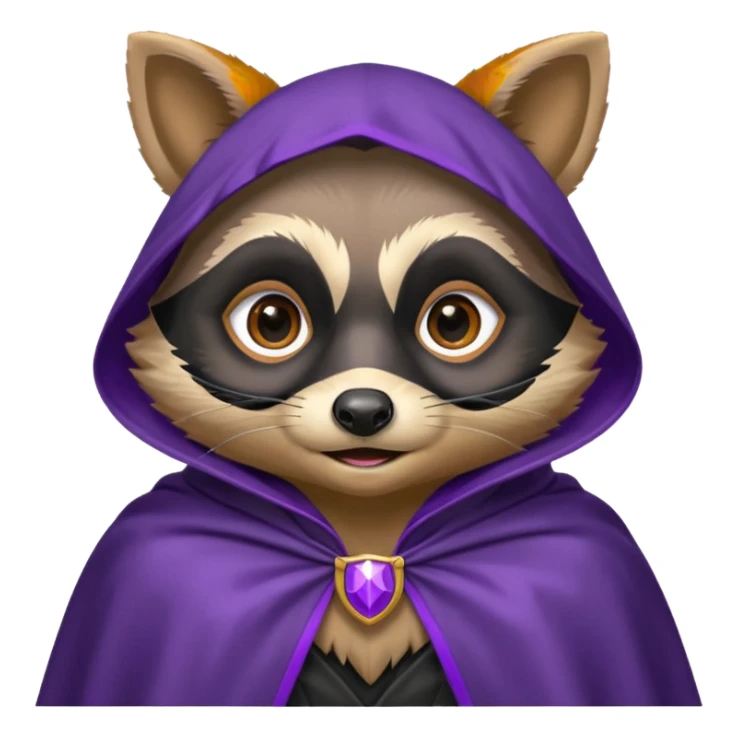 . l'expression du visage du raton est ultra surpris "shock" alors ce raton laver doit être équipé d'une cape de thieving noir avec trim bordure mauve comme dans le jeu old school runescape. au centre de la cape une icone de masque de voleur est visible  sticker