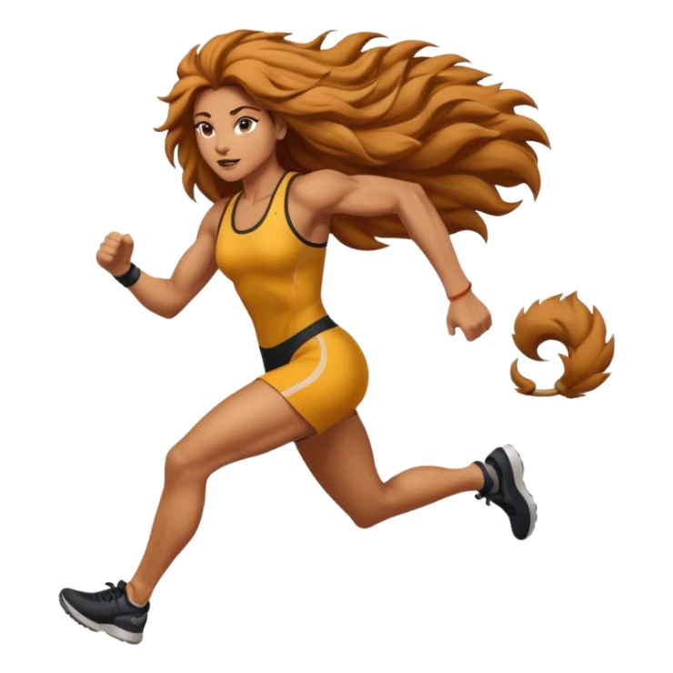 High resolution of a running women lion sticker