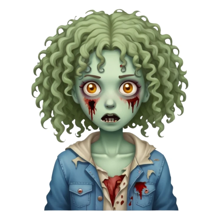 Garota zumbi de cabelo cacheado  sticker