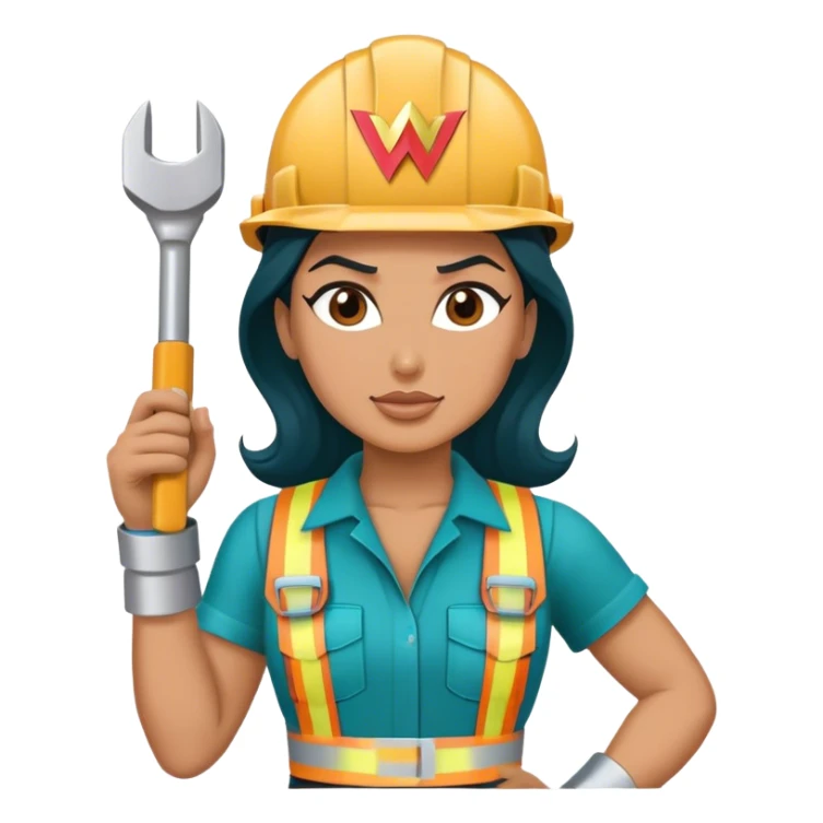 Wonder Woman construction worker in teal sticker