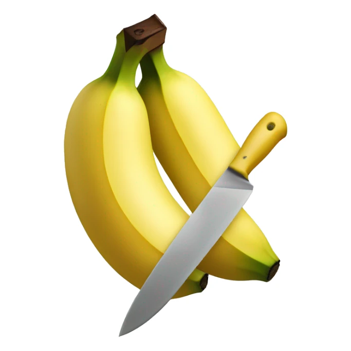 a banana being cut by a knife sticker