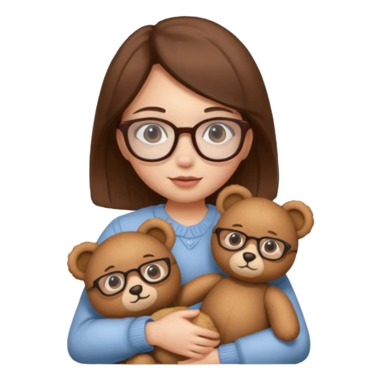  girl with single teddy bear she is wearing glasses bear without glasses  sticker