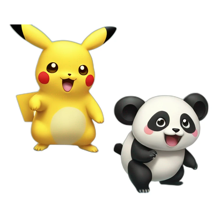 Pikachu and a panda battling each other on a mushroom island sticker