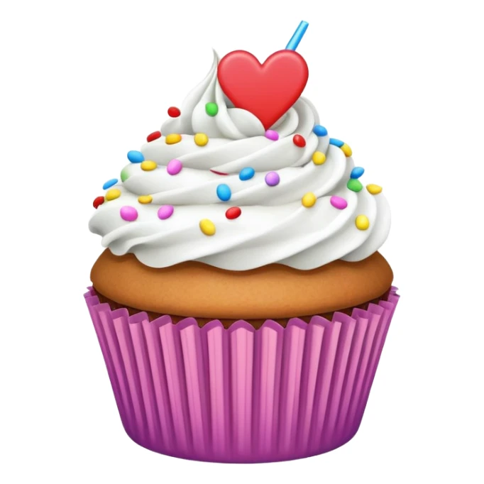 Cupcake with heart liner with white icing and colorful sprinkles  sticker